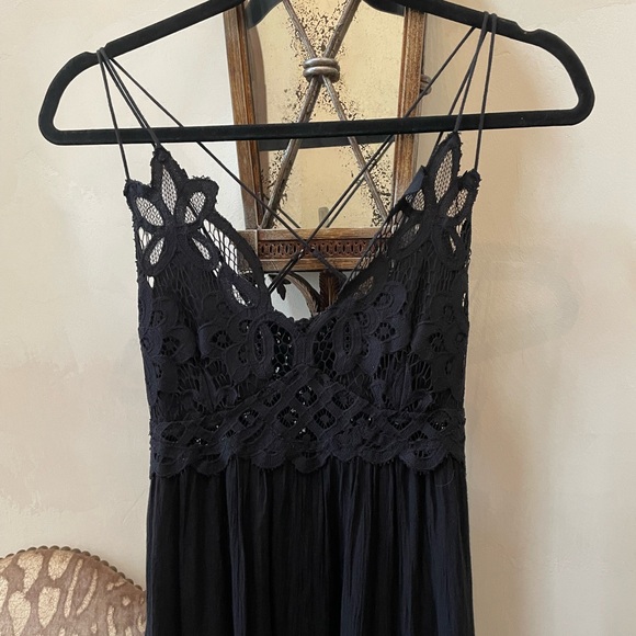 Free People Black Embroidered Lace Cotton Dress - Picture 3 of 5